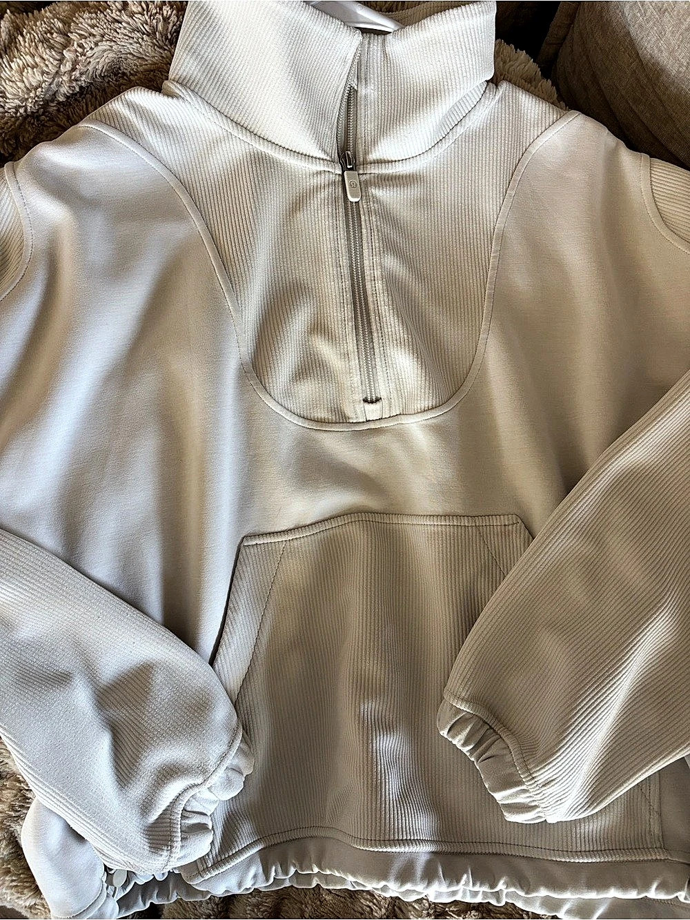 Lululemon Brushed Softstreme Ribbed Half Zip White Size 12
